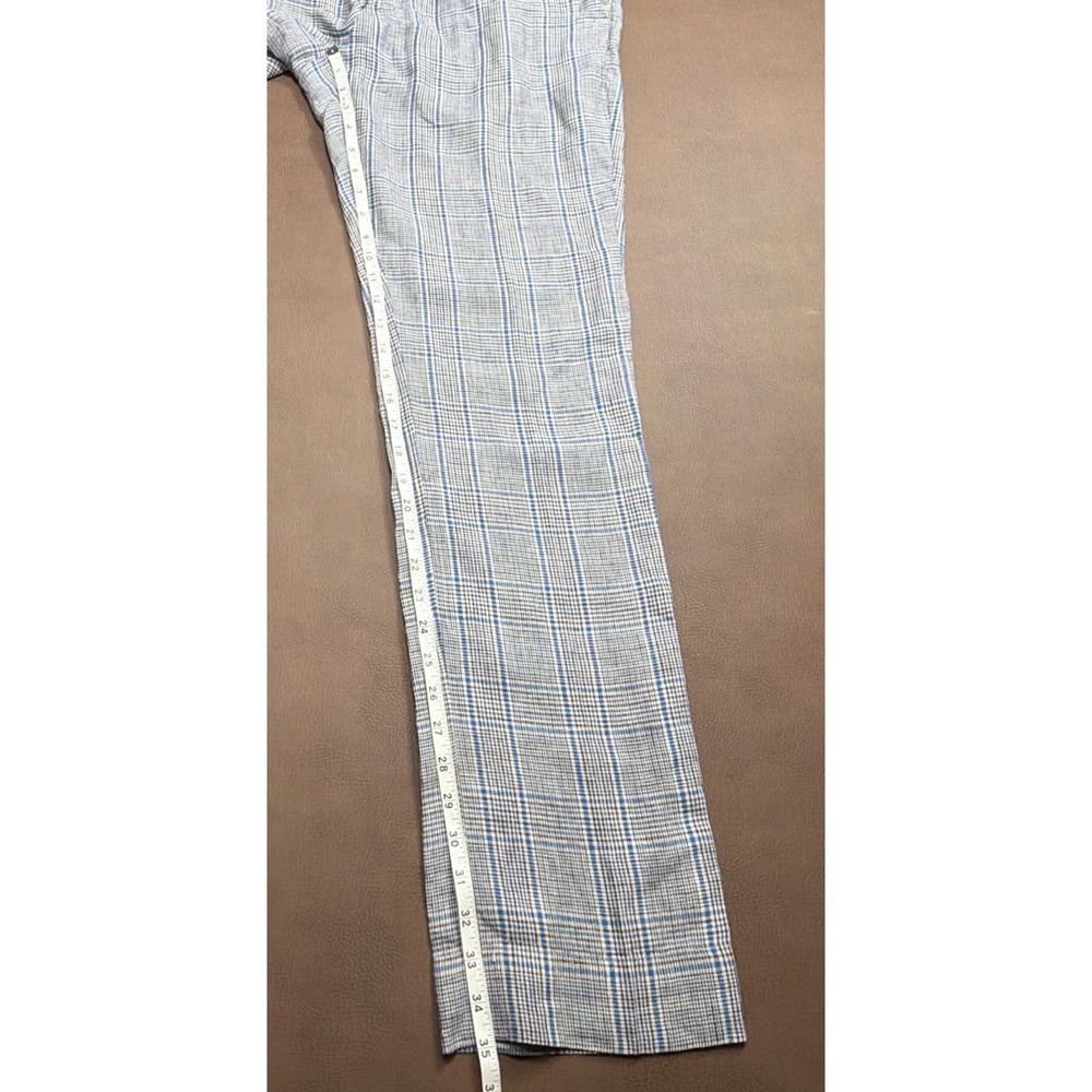 Brooks Brothers 100% Linen Pants Men's 34 Tall 34x35 Plaid Checked Straight Leg - Picture 10 of 13